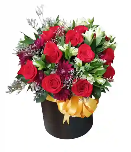 Cilindro De Rosas Y Flores Exóticas