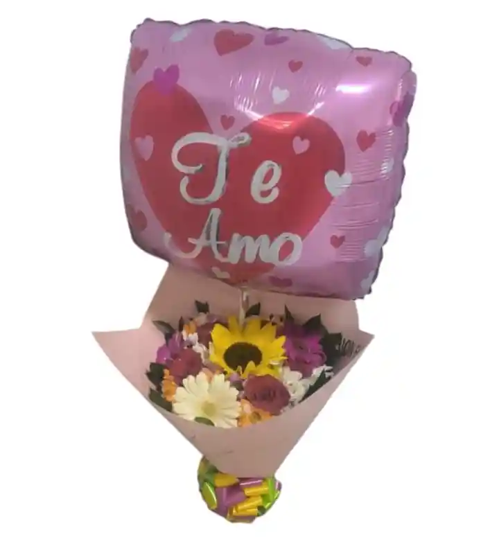 Hermoso Ramillete Surtido Y Globo