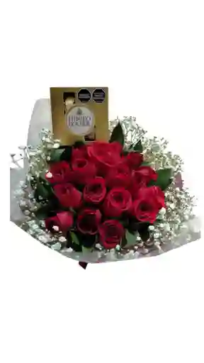 Hermoso Bouquet De Rosa, Gipso Y Ferrero