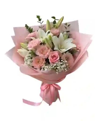 Hermoso Ramillete De Rosas Y Lirios