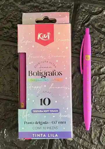 Lapicero Retractil Kiut Lila Caja X10 Unidades