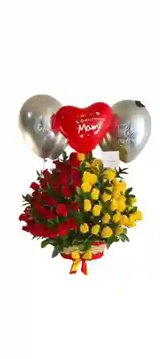 Hermoso Ramo De Rosas Rojas Y Amarillas