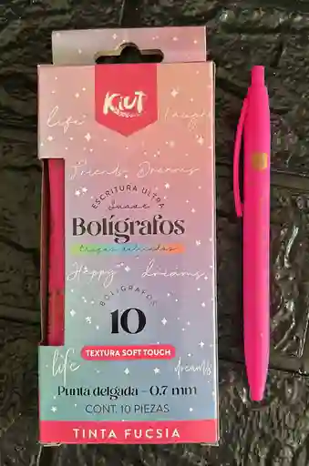 Lapicero Retractil Kiut Fucsia Caja X10 Unidades