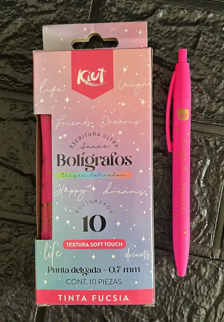 Lapicero Retractil Kiut Fucsia Caja X10 Unidades
