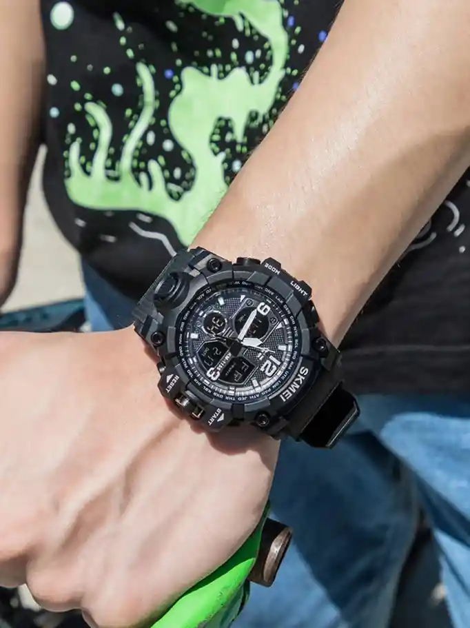 Reloj Deportivo Para Hombre Correa Silicona Y Acero