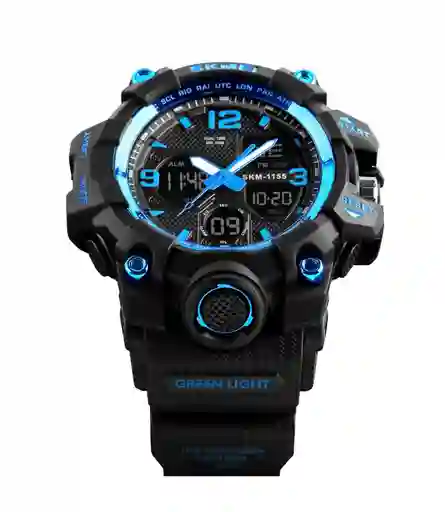 Reloj Deportivo Azul Para Hombre Correa Silicona Y Acero