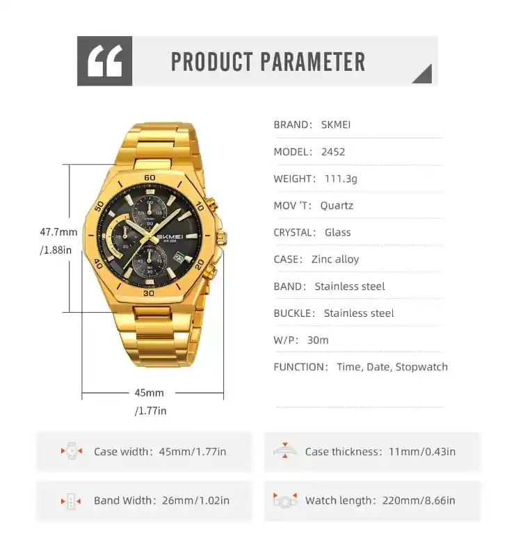 Reloj De Lujo Moderno Para Hombre Fabricado En Acero