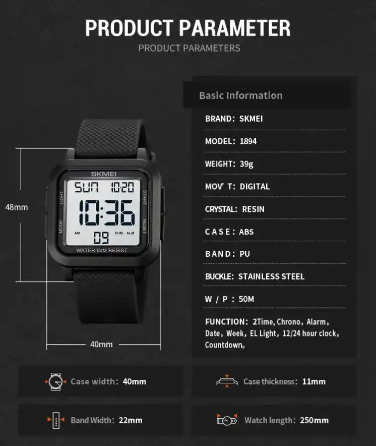 Reloj Deportivo Sumergible Para Hombre Silicona Y Acero