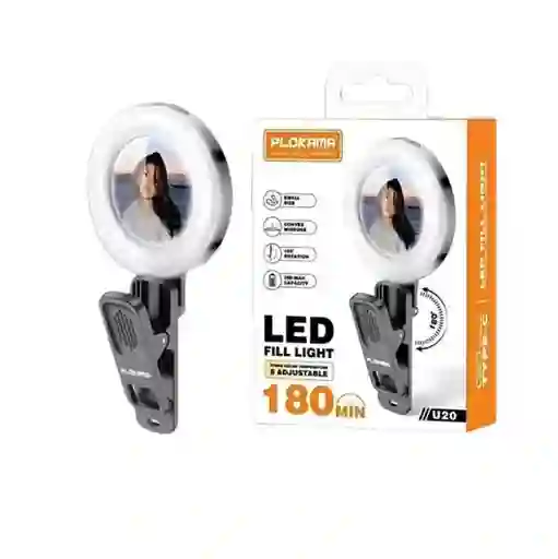 Luz Portátil Recargable Con Clip Para Selfies Luz De Relleno Led Plokama U20