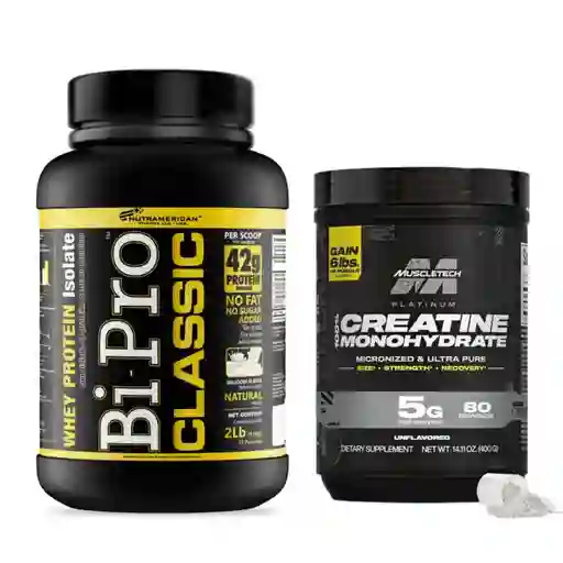 Combo Fuerza: Bipro 2lb Vainilla + Creatina Muscletech