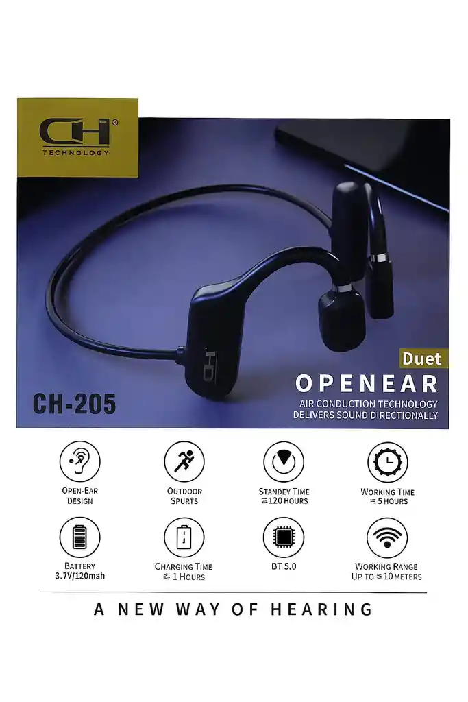 Auriculares De Conducción Ósea Ch-205 Color Negro