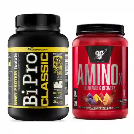 Combo Energía Y Potencia: Aminoácidos Amino X 30 Serv + Proteina Bipro 2 Lb Vainilla