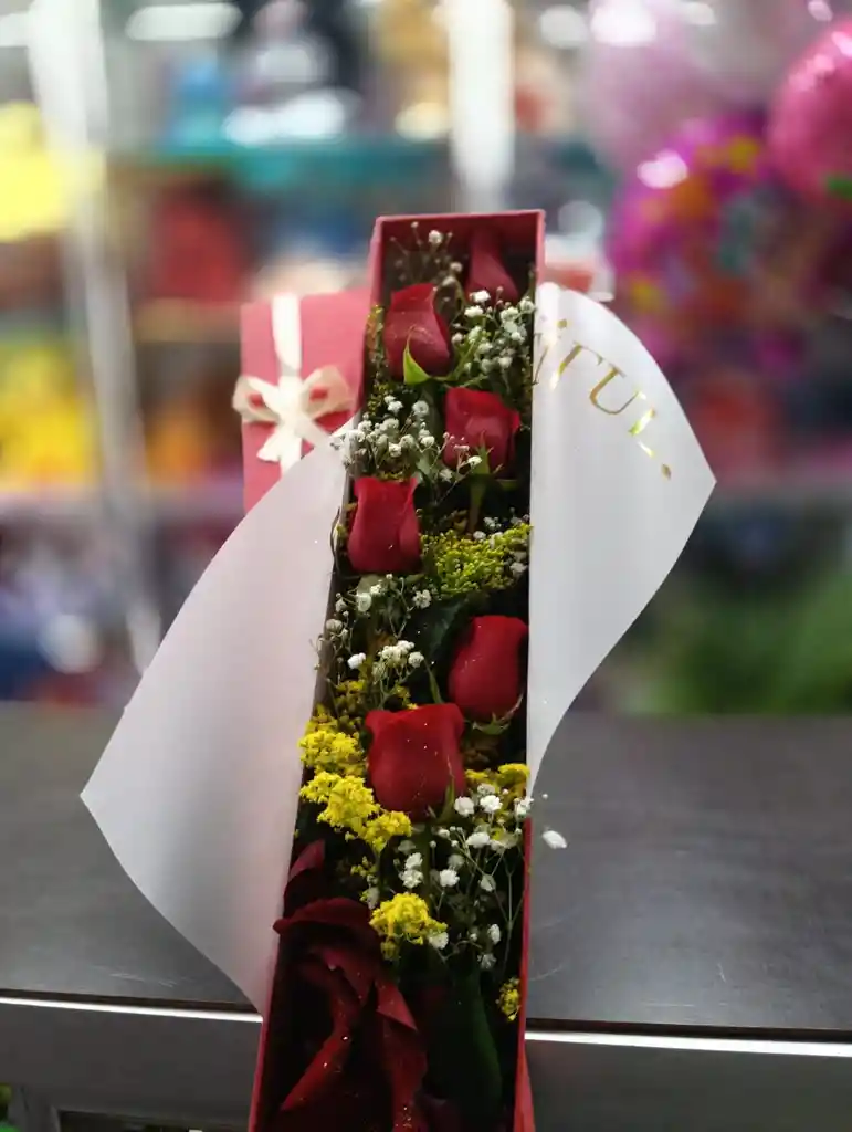 Caja Larga X 6 Rosas
