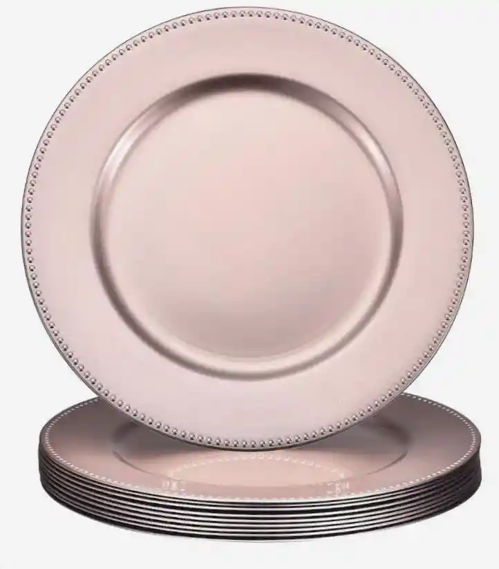 Plato Base 33 Cms Oro Rosa, Plato De Carga . Platos De Lujo, Plato Elegante