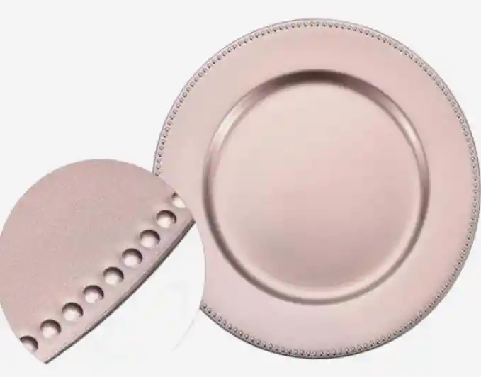 Plato Base 33 Cms Oro Rosa, Plato De Carga . Platos De Lujo, Plato Elegante