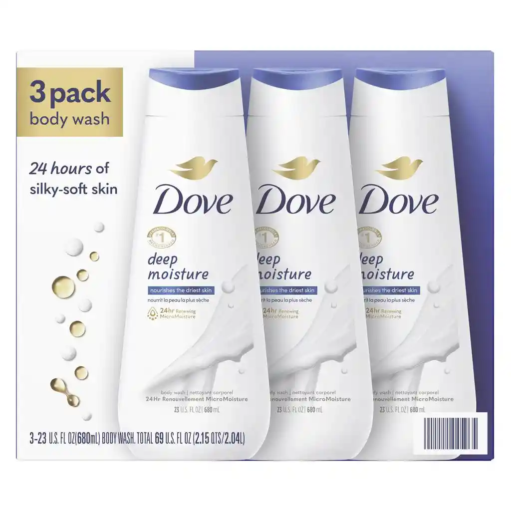 Dove Jabón Líquido Corporal Hidratación Profunda 3 Unidades / 680 Ml