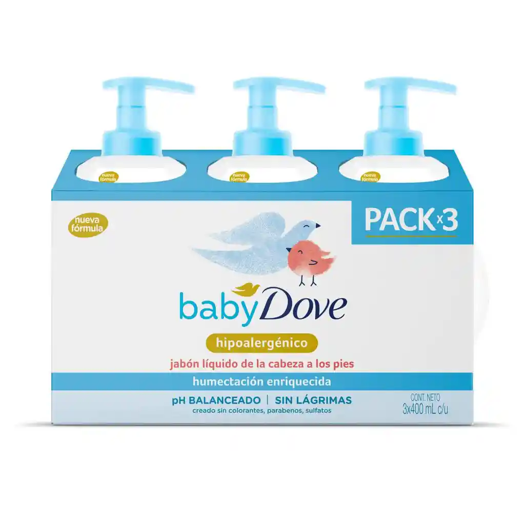 Dove Jabón Líquido Para Bebé 3 Unidades / 400 Ml