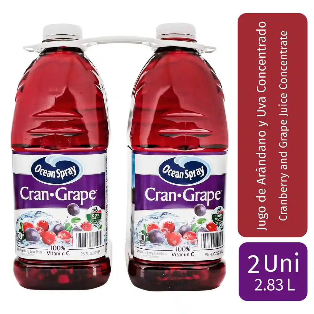 Ocean Spray Jugo De Arándanos Y Uvas Con Vitamina C 2 Unidades / 2.83 L
