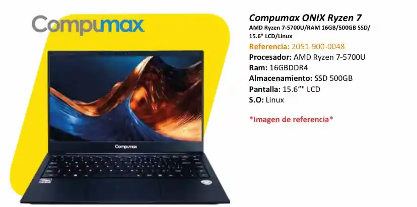 Portatil Compumax Onix Ryzen 7 Amd