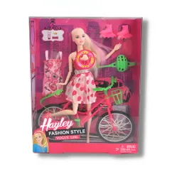 Muñeca Vestido Accesorios Bicicleta Patines Belleza