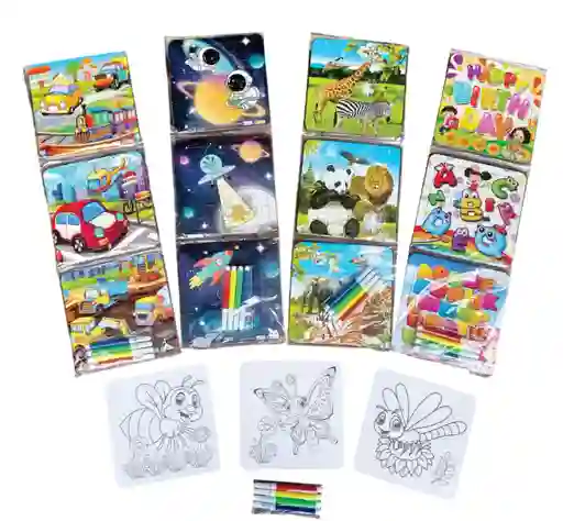 Didadtico Rompecabezas X 3 Para Colorear Motivos Surtidos