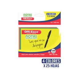 Post It Notas Autoadhesivas Neón 76x100mm X 100 Oe-366