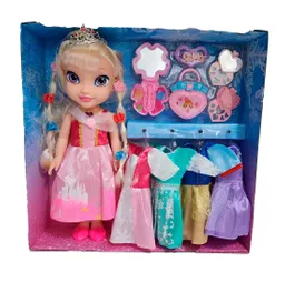Muñeca Rosa Corona Princesa Vestidos Accesorios Juguete
