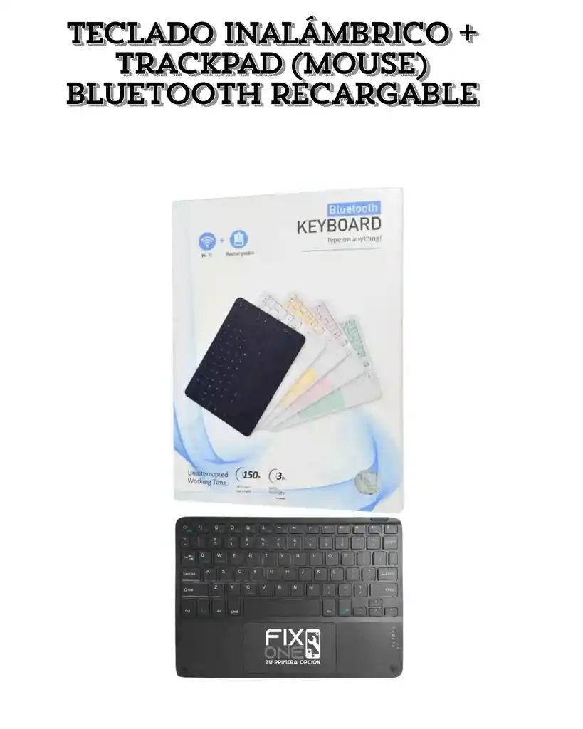 Teclado Inalámbrico + Trackpad (mouse) Bluetooth Recargable