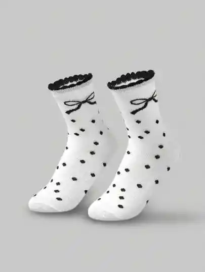 Medias Coquette Corbatin Blanco Y Negro