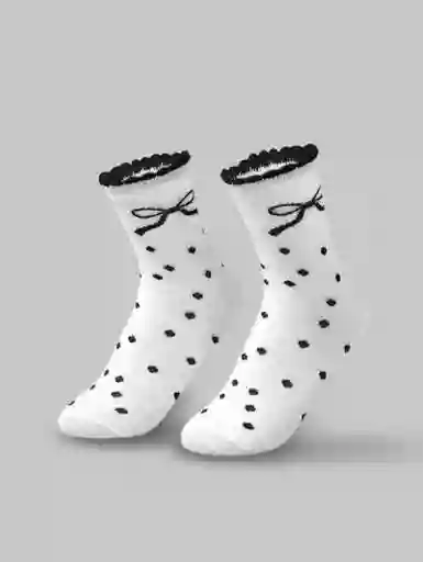 Medias Coquette Corbatin Blanco Y Negro