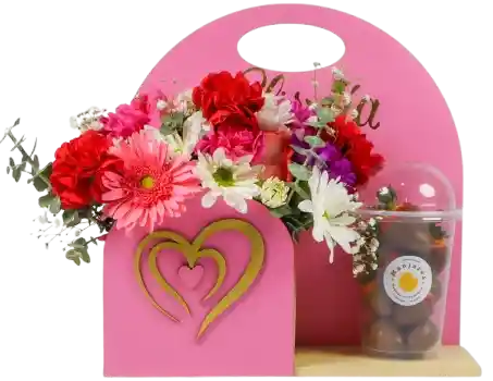 Flores En Caja Y Fresas Con Chocolate
