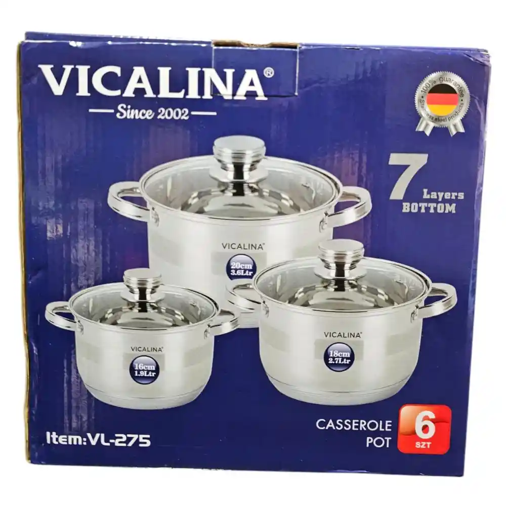 Batería De Ollas Vicalina 6 Piezas En Acero Quirúrgico