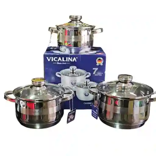 Batería De Ollas Vicalina 6 Piezas En Acero Quirúrgico