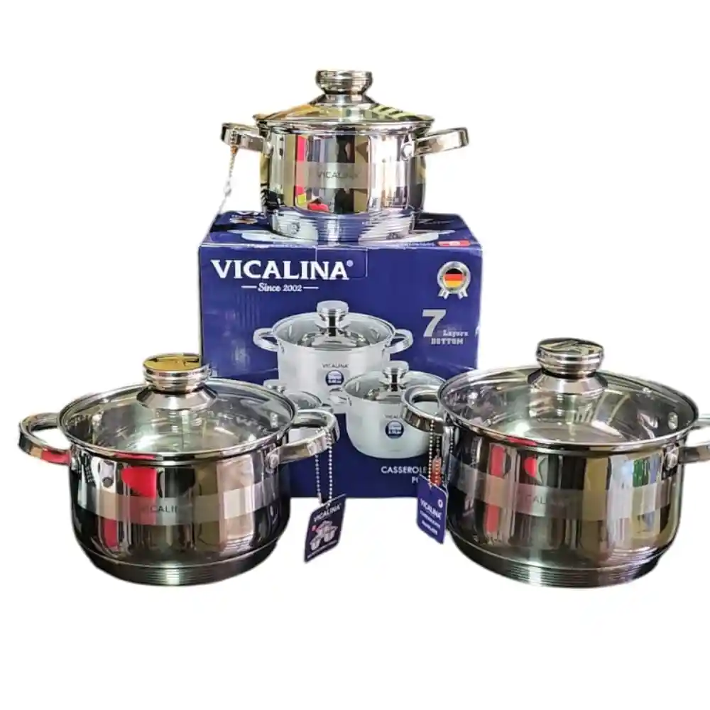 Batería De Ollas Vicalina 6 Piezas En Acero Quirúrgico