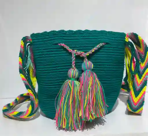 Mochila Wayuu Pequeña Lisa Con Asa Tejida