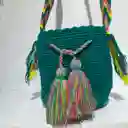 Mochila Wayuu Pequeña Lisa Con Asa Tejida