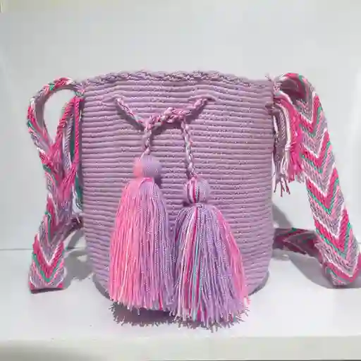 Mochila Wayu Pequeña Lisa Con Asa Tejida