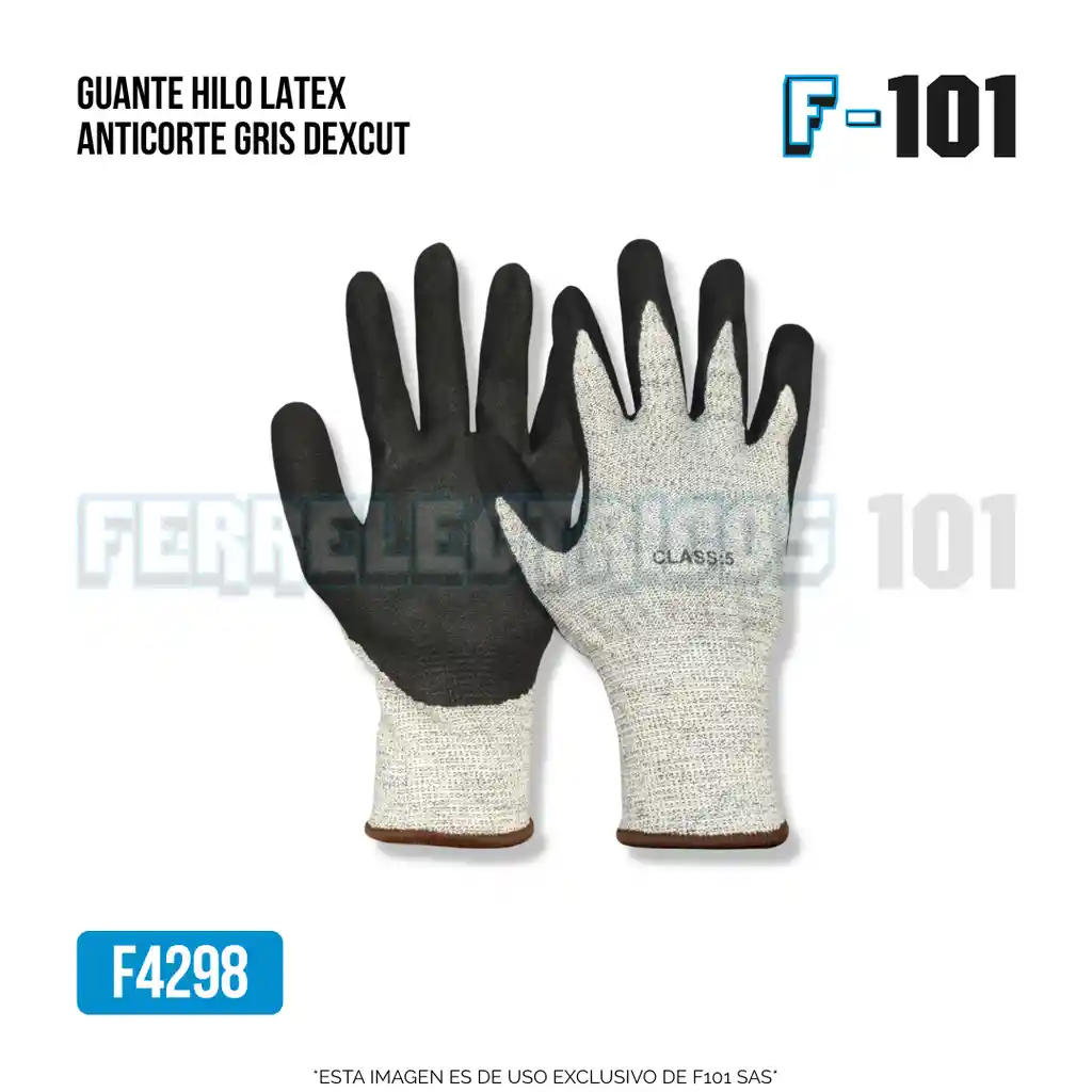 Guante Hilo Latex Anticorte Gris