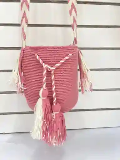 Mochila Wayu Pequeña Lisa Con Asa Tejida ✨