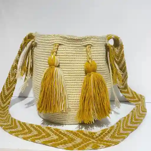 Mochila Wayuu Pequeña Lisa Con Asa Tejida ✨