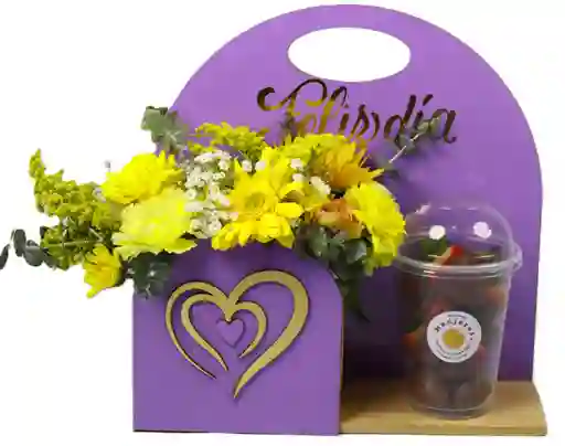 Flores Amarillas Con Fresas Con Chocolate
