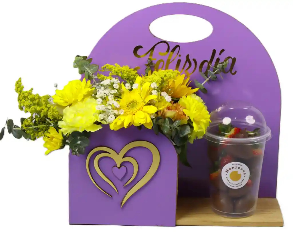 Flores Amarillas Con Fresas Con Chocolate