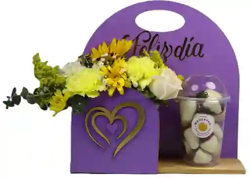 Flores Amarillas Con Fresas Con Chocolate Blanco