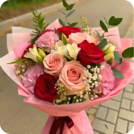 Bouquet Sunset De Rosas Y Flores Surtidas
