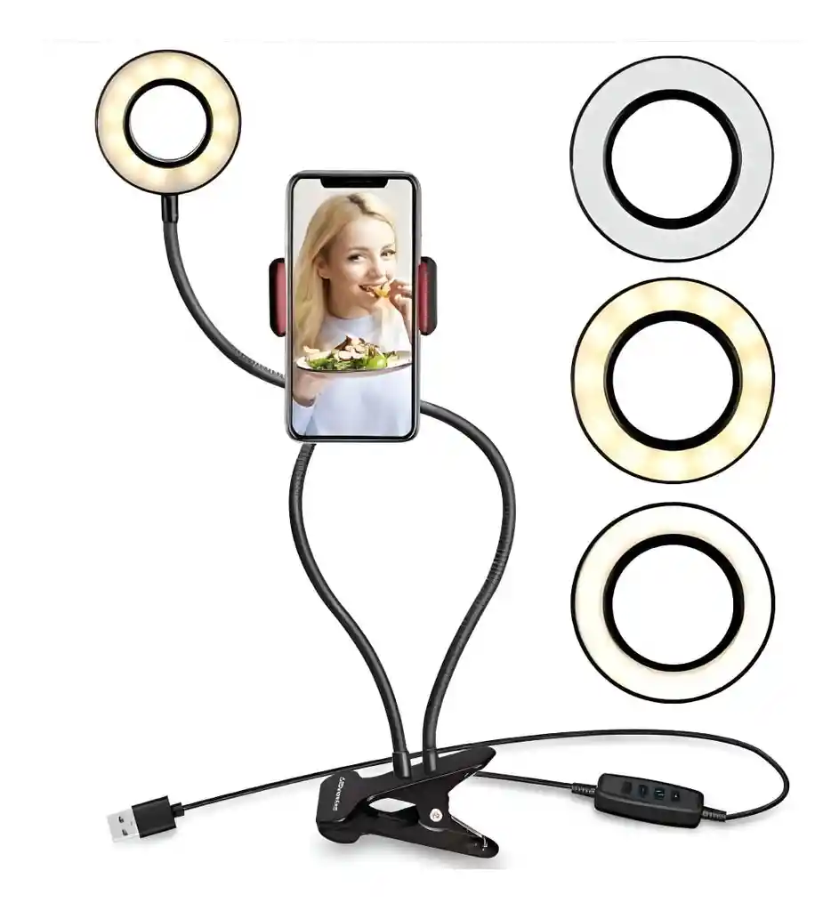 Aro De Luz Led Con Soporte Flexible Para Celular