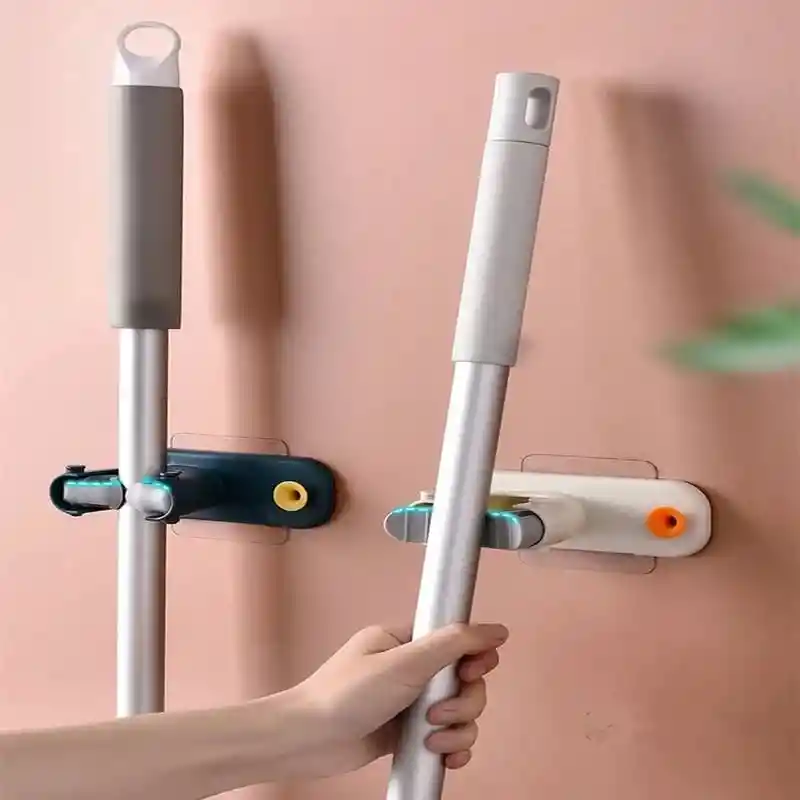 Soporte 2 En 1 Para Escoba Traperos Clip Adhesivo X3