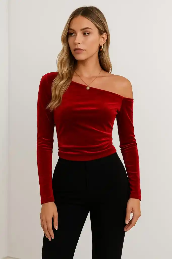 Blusa Terciopelo Hombro Descubierto - Velvet Noire