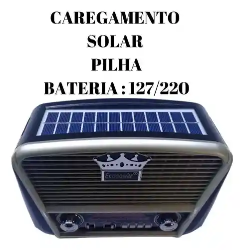 Radio Portátil Solar 3 Bandas Recargable Con Panel Solar, Correa, Bluetooth Usb
