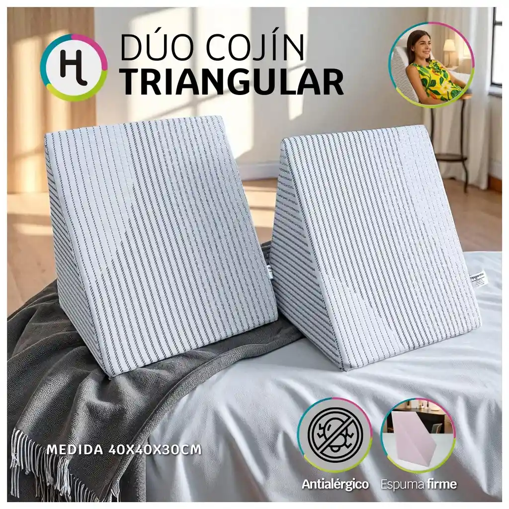 Set X 2 Cojines Triangulares Ortopédicos Televisión Tv - Ergonómicos