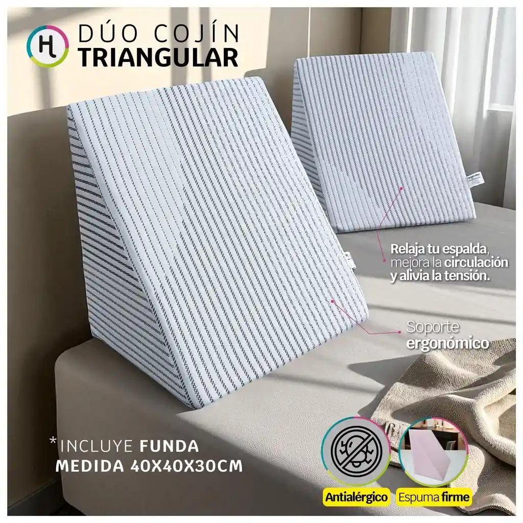 Set X 2 Cojines Triangulares Ortopédicos Televisión Tv - Ergonómicos